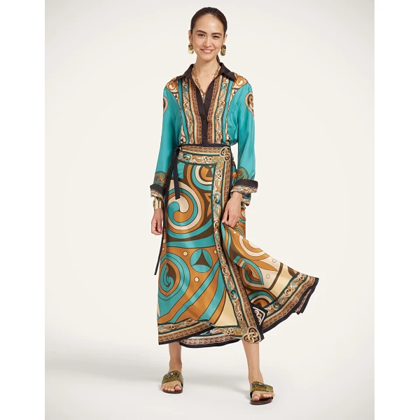 La DoubleJ Sarong Skirt in Kells Swirl Camel at Coveti