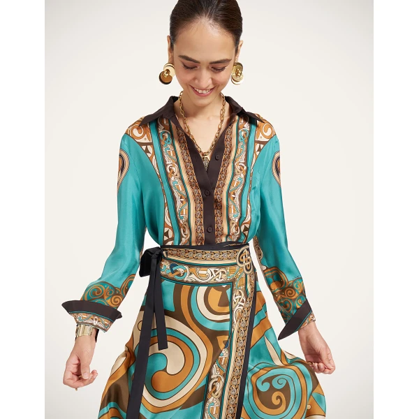 La DoubleJ Sarong Skirt in Kells Swirl Camel at Coveti