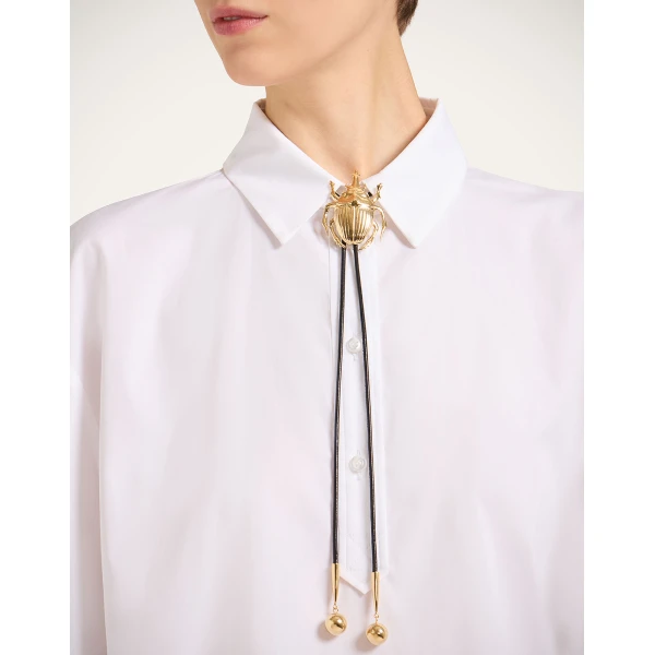 La DoubleJ Scarab Cow Tie in 24K Gold Plate, view 3