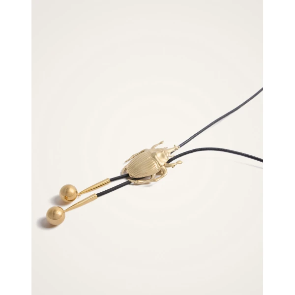 La DoubleJ Scarab Cow Tie in 24K Gold Plate, view 5