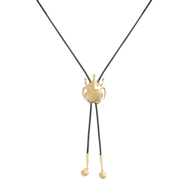 La DoubleJ Scarab Cow Tie in 24K Gold Plate at Coveti