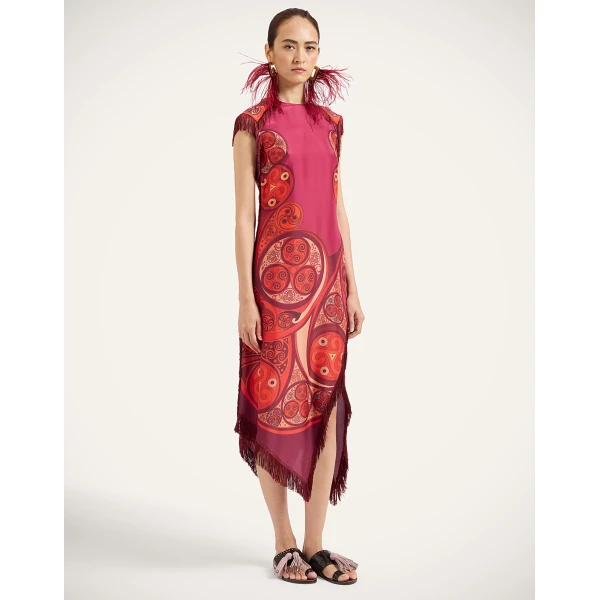 La DoubleJ Scarf Dress in Alchemy Dark Red at Coveti