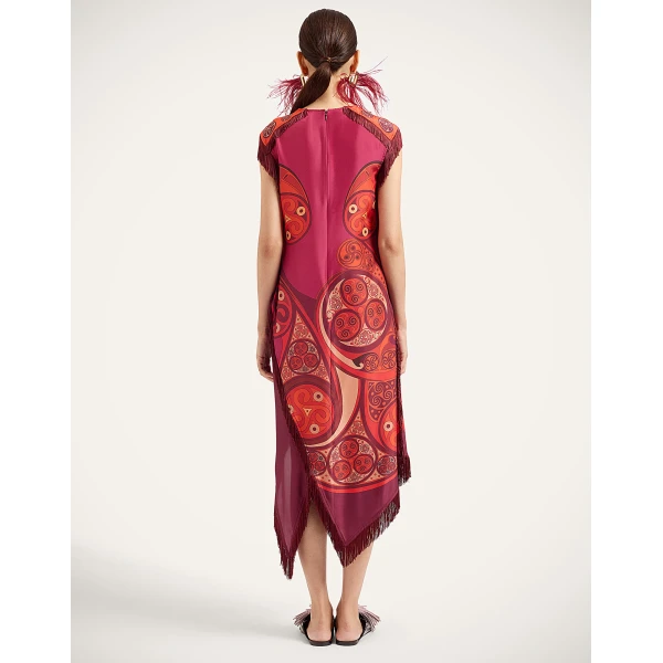 La DoubleJ Scarf Dress in Alchemy Dark Red at Coveti