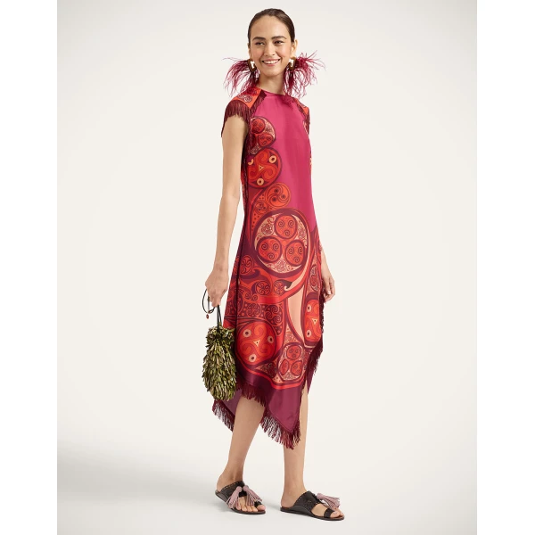 La DoubleJ Scarf Dress in Alchemy Dark Red at Coveti