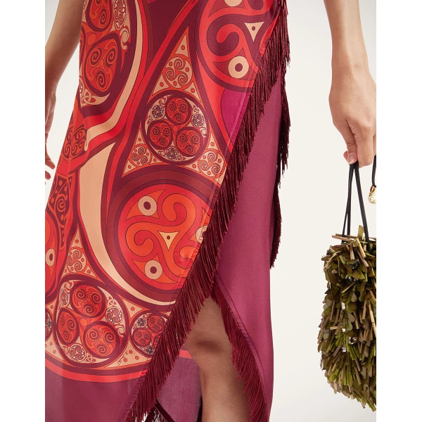 La DoubleJ Scarf Dress in Alchemy Dark Red at Coveti