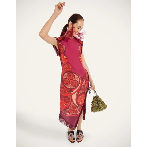 La DoubleJ Scarf Dress in Alchemy Dark Red at Coveti
