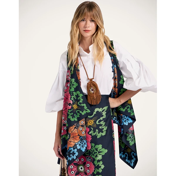 La DoubleJ Scarf Gilet in Bounty Red at Coveti