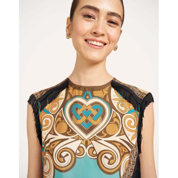 La DoubleJ Scarf Top in Kells Blue Petrol at Coveti