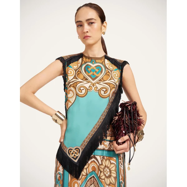La DoubleJ Scarf Top in Kells Blue Petrol at Coveti