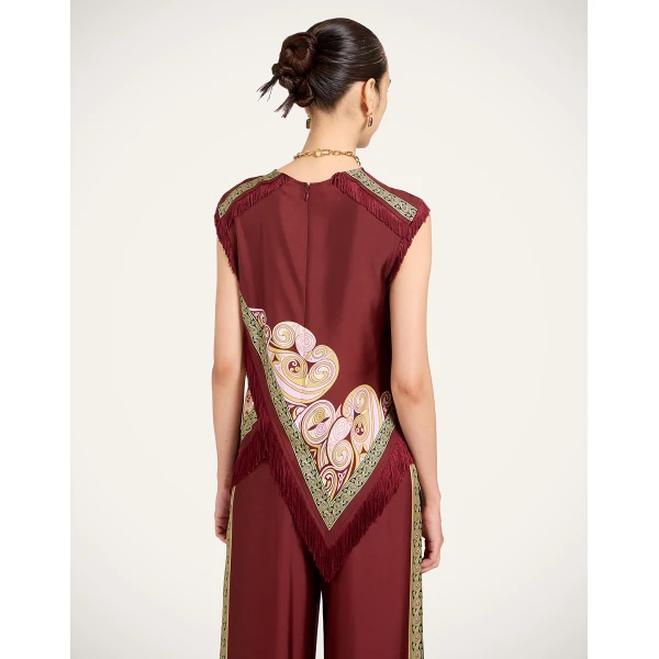 La DoubleJ Scarf Top in Kells Swirl Burgundy, view 3