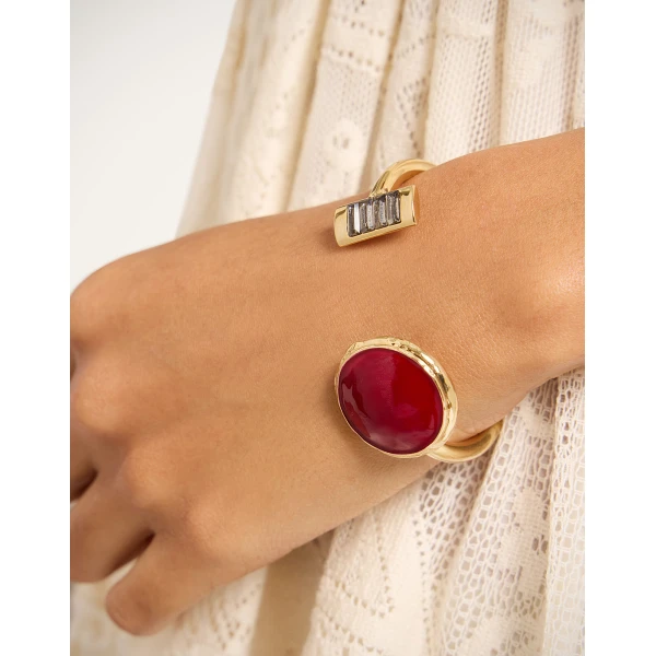 La DoubleJ Shen Loop Bracelet in 24K Gold Plate And Enamel, view 3