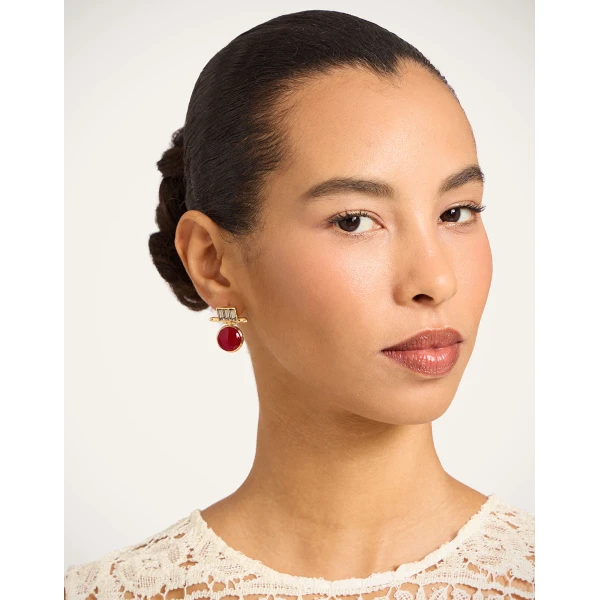 La DoubleJ Shen Loop Earrings in 24K Gold Plate And Enamel, view 2
