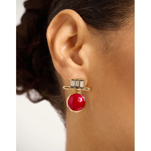 La DoubleJ Shen Loop Earrings in 24K Gold Plate And Enamel, view 3