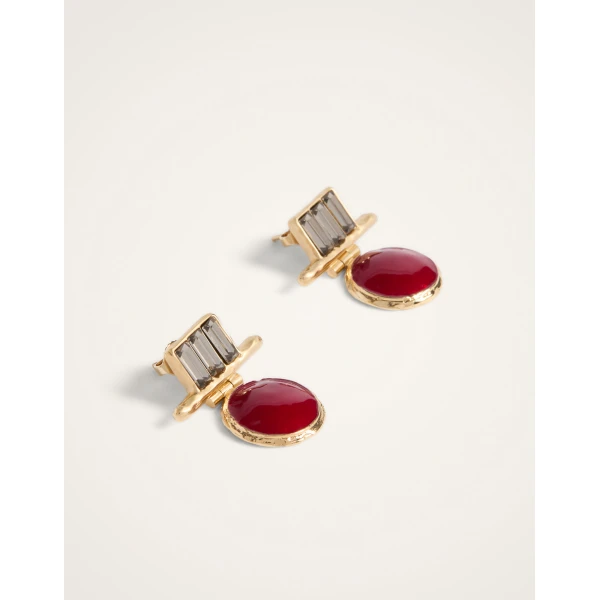 La DoubleJ Shen Loop Earrings in 24K Gold Plate And Enamel, view 4