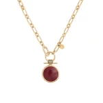 La DoubleJ Shen Loop Necklace in 24k Gold Plate & Red Enamel at Coveti
