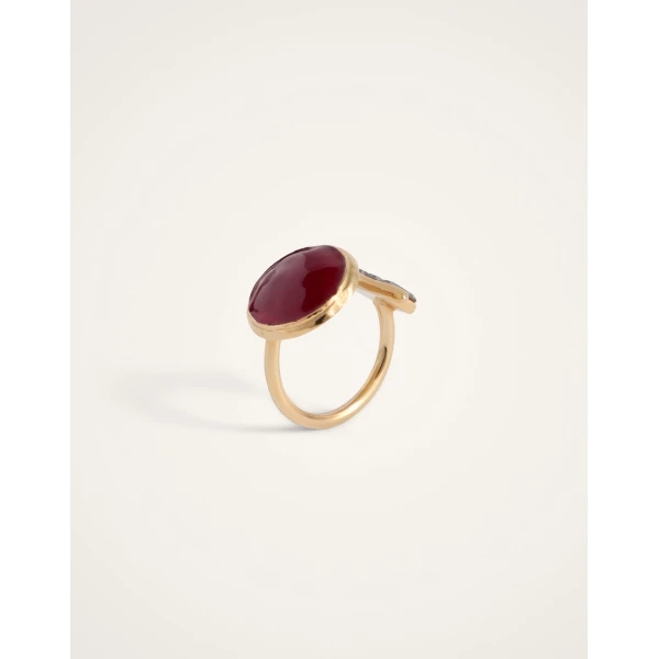 La DoubleJ Shen Loop Ring in 24K Gold Plate And Enamel, view 4