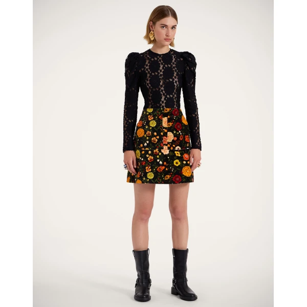 La DoubleJ Short Skirt in Botticelli Black, view 6