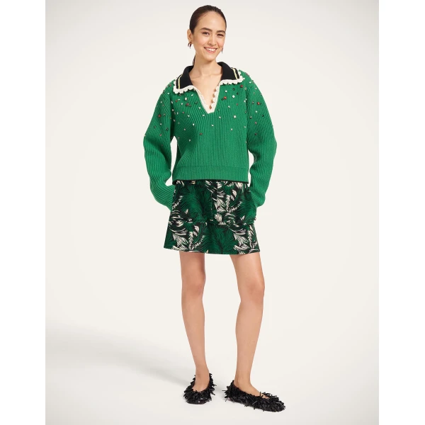 La DoubleJ Short Skirt in Quill Green at Coveti