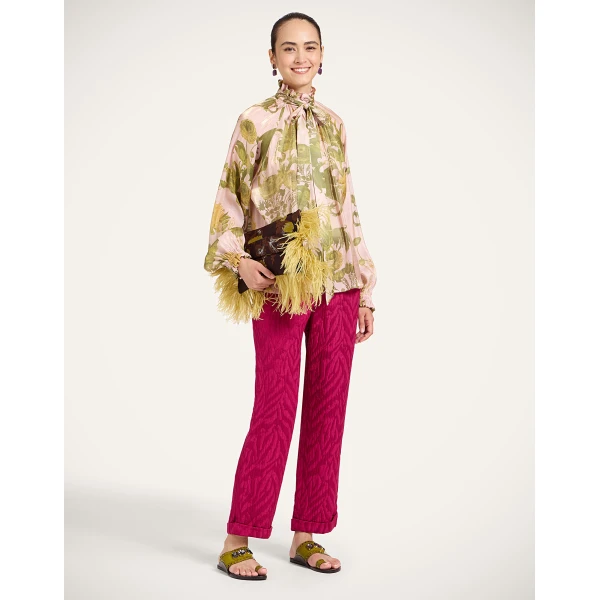 La DoubleJ Sigaretta Pants in Animalier Raspberry at Coveti