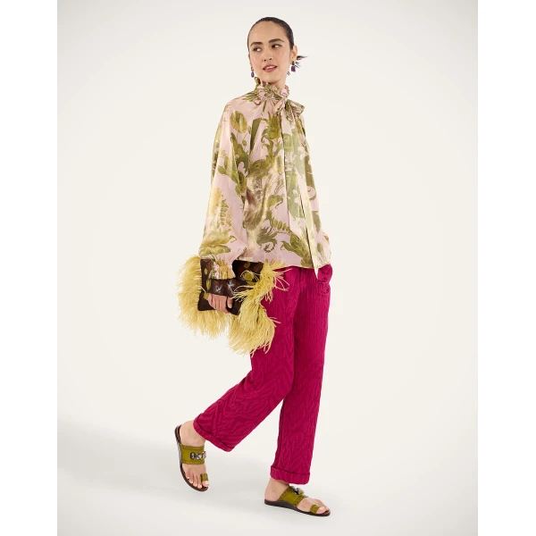 La DoubleJ Sigaretta Pants in Animalier Raspberry at Coveti