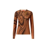 La DoubleJ Silky Crew Neck in Big Blooms Brown | Sweaters | Coveti