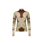 La DoubleJ Silky Turtleneck in Kells Swirl Burgundy at Coveti