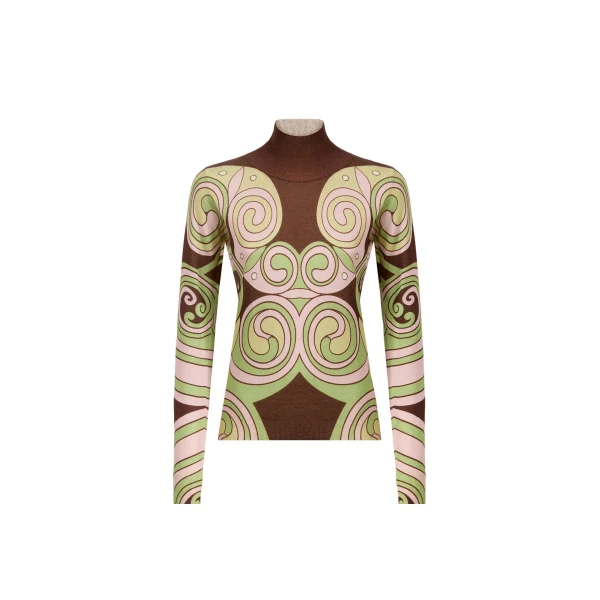 Silky Turtleneck in Kells Swirl Burgundy