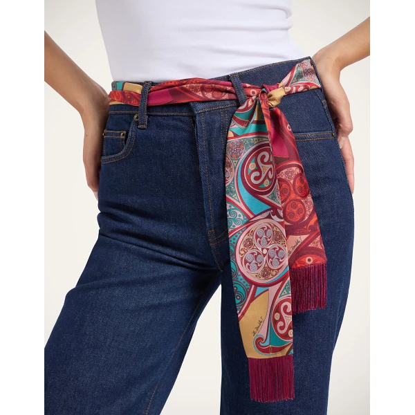 La DoubleJ Skinny Scarf in Alchemy Dark Red at Coveti