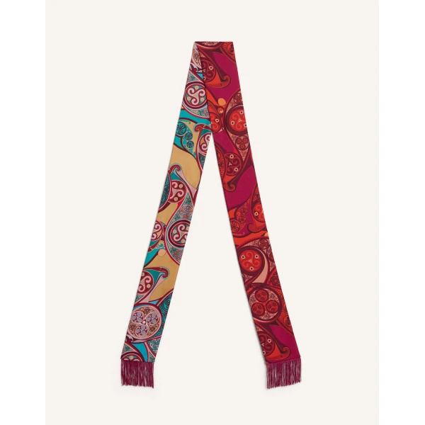 La DoubleJ Skinny Scarf in Alchemy Dark Red at Coveti