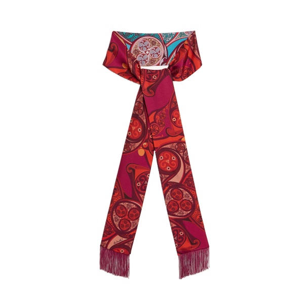 La DoubleJ Skinny Scarf in Alchemy Dark Red at Coveti