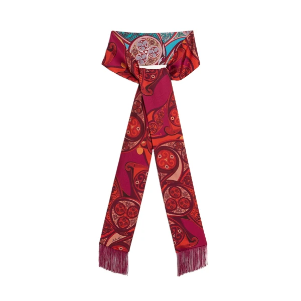 La DoubleJ Skinny Scarf in Alchemy Dark Red at Coveti