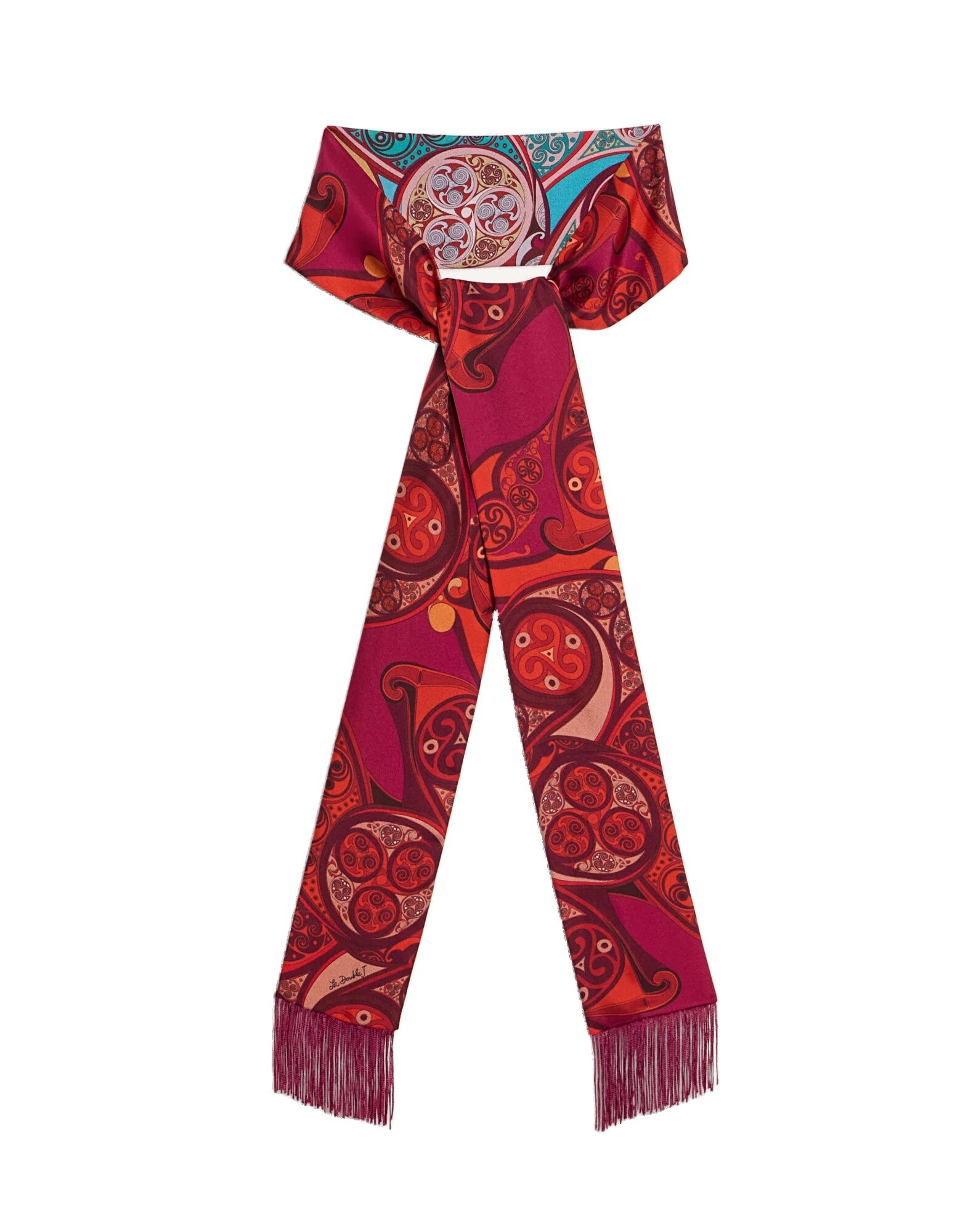 La DoubleJ Skinny Scarf in Alchemy Dark Red at Coveti La DoubleJ Skinny Scarf in Alchemy Dark Red at Coveti