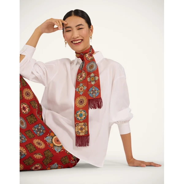 La DoubleJ Skinny Scarf in Nucleus Rust, view 3