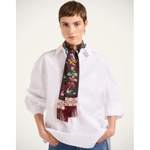 La DoubleJ Skinny Scarf in Zooflora Light Blue, view 2