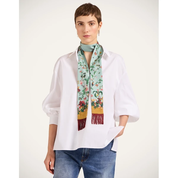 La DoubleJ Skinny Scarf in Zooflora Light Blue, view 3