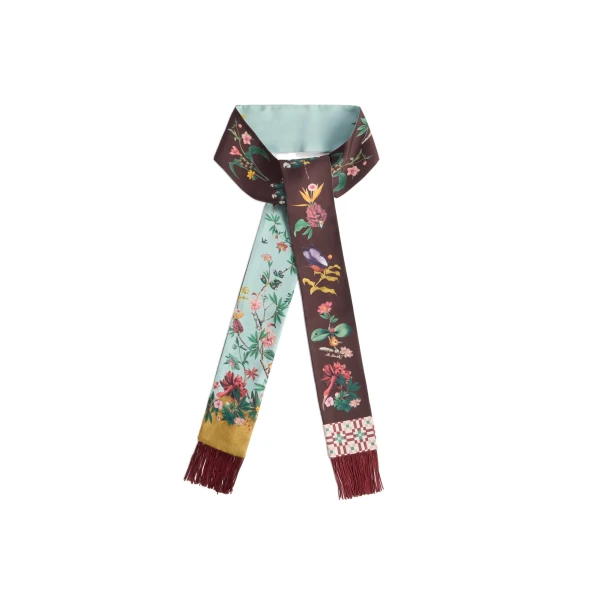 Skinny Scarf in Zooflora Light Blue