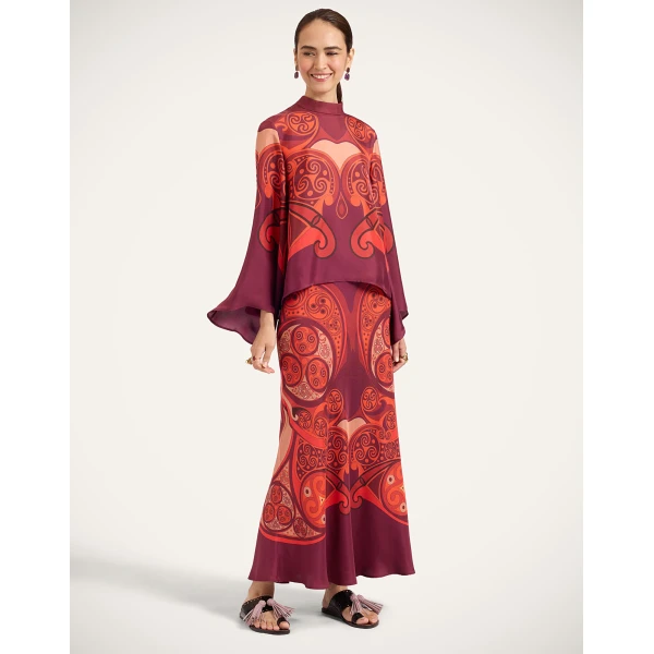 La DoubleJ Sleek Skirt in Alchemy Dark Red, view 2