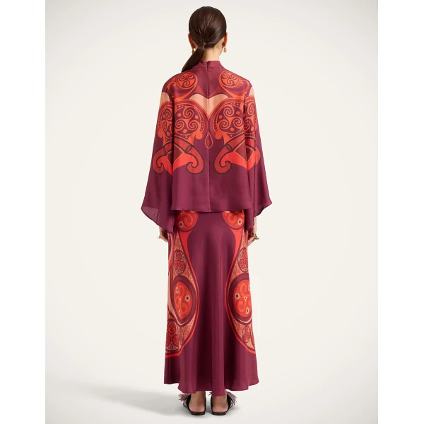 La DoubleJ Sleek Skirt in Alchemy Dark Red, view 3