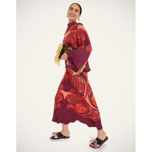 La DoubleJ Sleek Skirt in Alchemy Dark Red, view 5