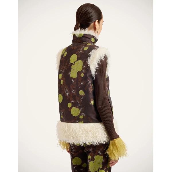 La DoubleJ Sleeveless Folk Jacket in Devon Brown, view 3