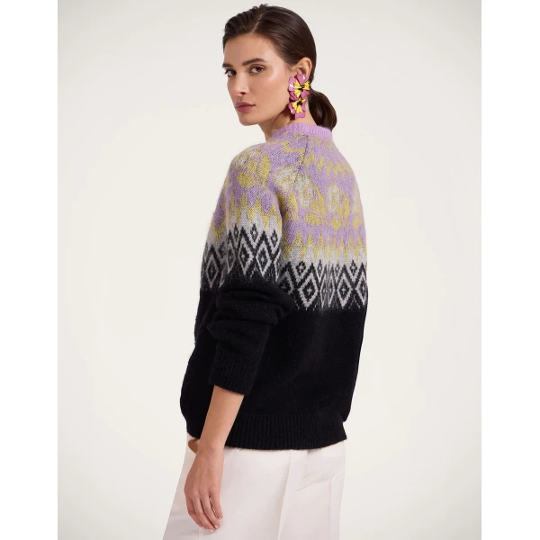 La DoubleJ Slope Sweater in Black & Lilac, view 2