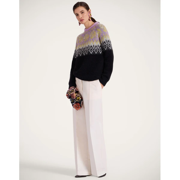 La DoubleJ Slope Sweater in Black & Lilac, view 4