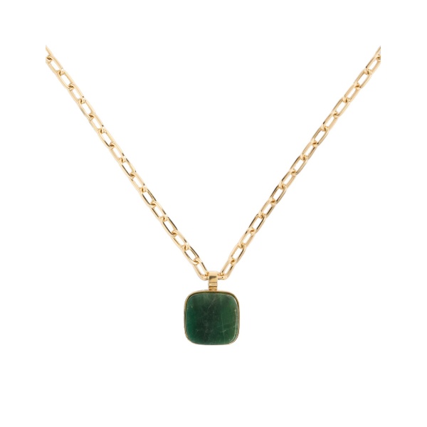 La DoubleJ Soul Pendant Necklace in 24K Gold Plate & Green Jade at Coveti