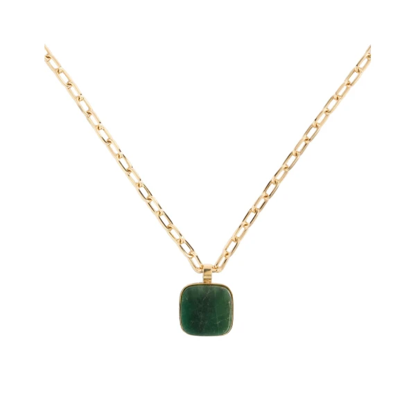La DoubleJ Soul Pendant Necklace in 24K Gold Plate & Green Jade at Coveti