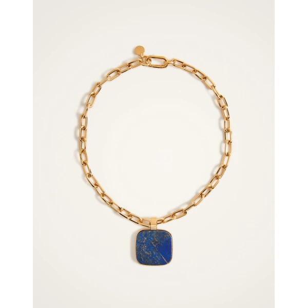 La DoubleJ Soul Pendant Necklace in 24k Gold Plate & Lapis Lazuli at Coveti