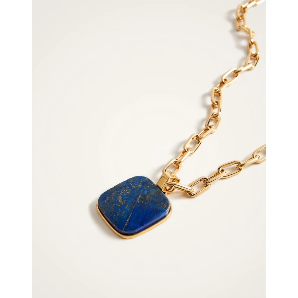 La DoubleJ Soul Pendant Necklace in 24k Gold Plate & Lapis Lazuli at Coveti