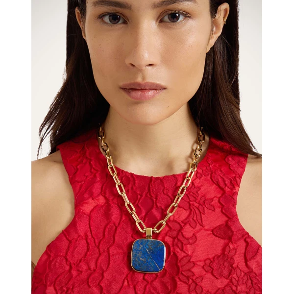 La DoubleJ Soul Pendant Necklace in 24k Gold Plate & Lapis Lazuli at Coveti