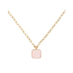 La DoubleJ Soul Pendant Necklace in 24k Gold Plate & Pink Quartz at Coveti