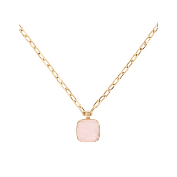 La DoubleJ Soul Pendant Necklace in 24k Gold Plate & Pink Quartz at Coveti