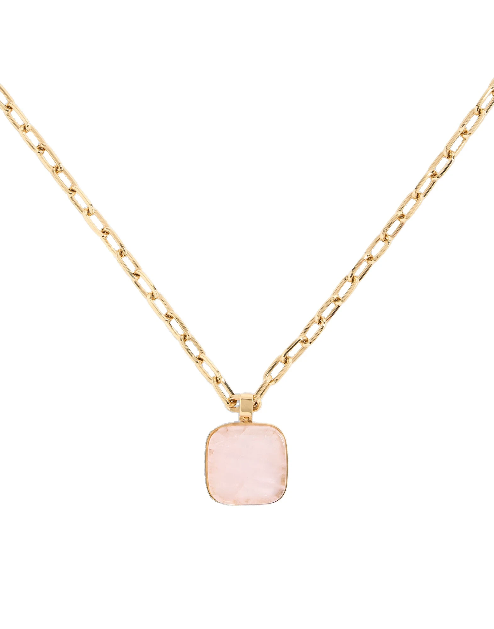 La DoubleJ Soul Pendant Necklace in 24k Gold Plate & Pink Quartz at Coveti La DoubleJ Soul Pendant Necklace in 24k Gold Plate & Pink Quartz at Coveti
